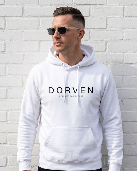 DORVEN Signature Hoodie Weiß – Trageansicht