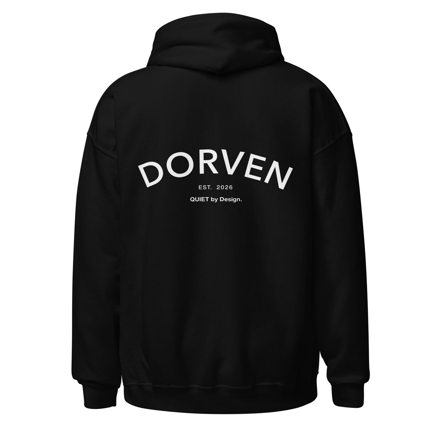 DORVEN Arc Hoodie Schwarz – Rückenprint Detail