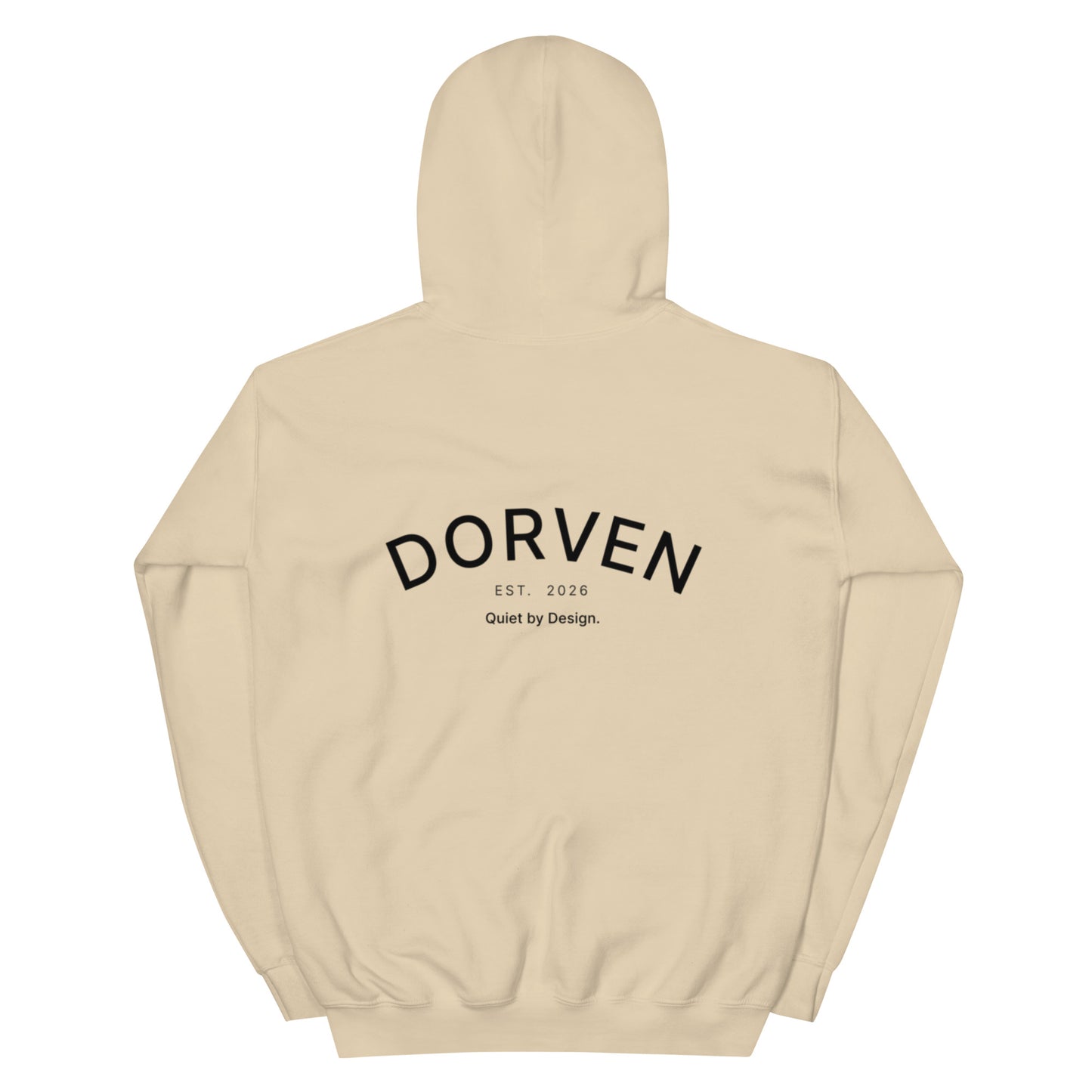 DORVEN Arc Hoodie Sand – Rückenprint Detail